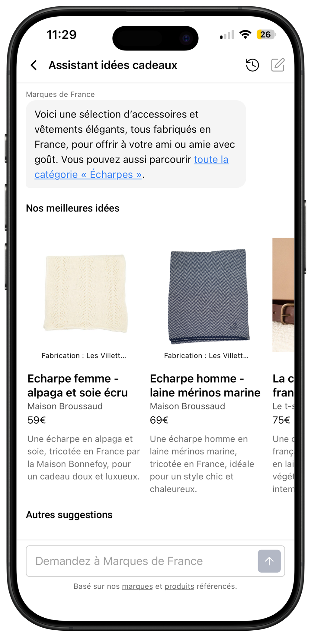 Marques de France - Assistant IA idées cadeaux