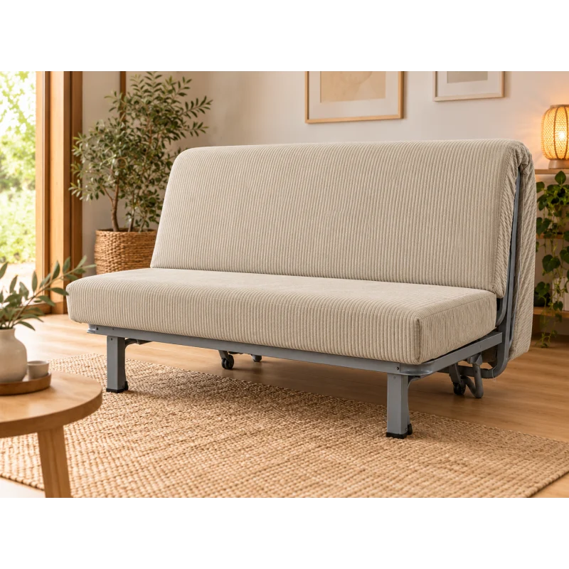 matelas bz velours cotele beige Atelier Morphée - Matelas BZ velours côtelé beige – mousse HR 35 kg/m³