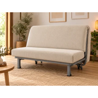 L&rsquo;Atelier de Morphée - Matelas BZ velours côtelé écru – mousse HR 35 kg/m³