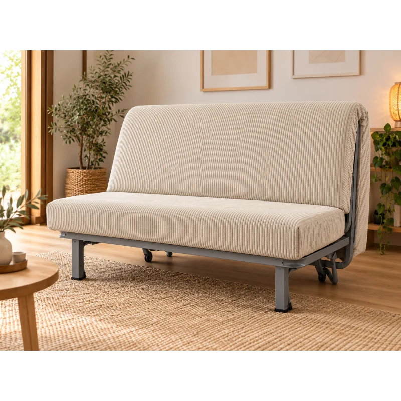 matelas bz velours cotele ecru Atelier Morphée - Matelas BZ velours côtelé écru – mousse HR 35 kg/m³