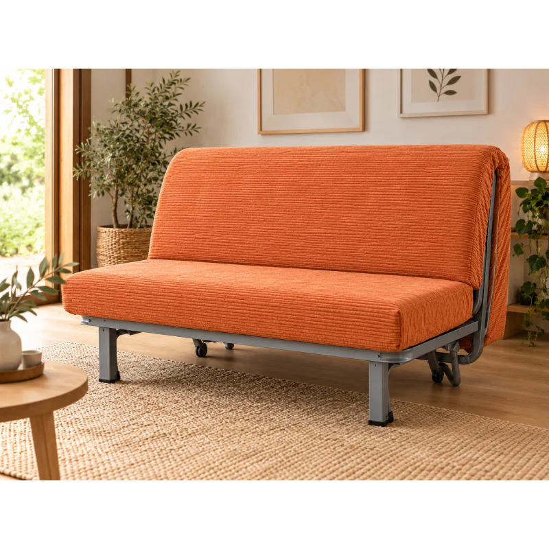 matelas bz velours cotele orange Atelier Morphée - Matelas BZ velours côtelé orange – mousse HR 35 kg/m³