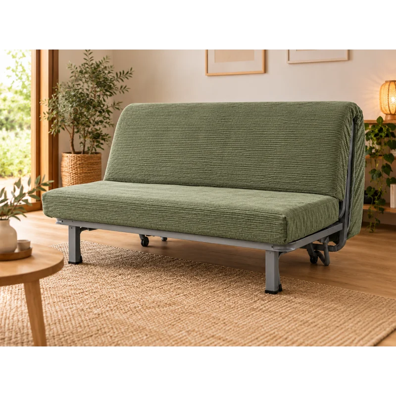 matelas bz velours cotele vert sauge Atelier Morphée - Matelas BZ velours côtelé vert sauge – mousse HR 35 kg/m³