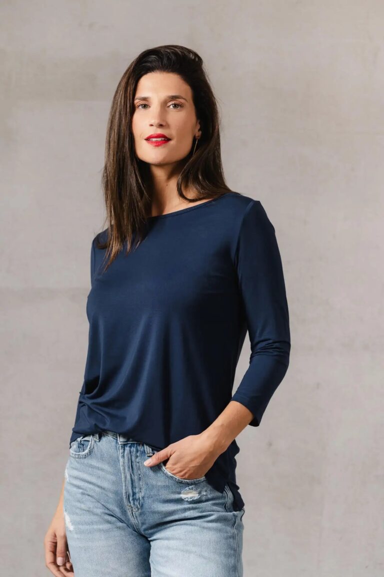 Thelma Rose - Haut col bateau Méline – 44 / Bleu indigo