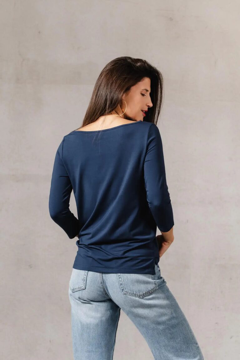 Thelma Rose - Haut col bateau Méline – 44 / Bleu indigo