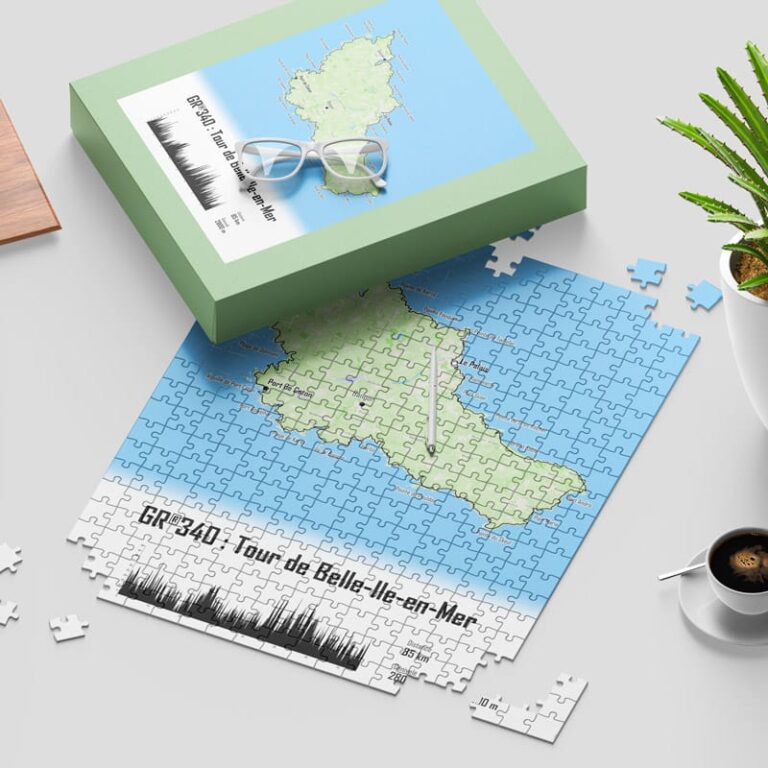mockup boite puzzle belle ile The Post Trace - Puzzle Tour de Belle Île - GR®340