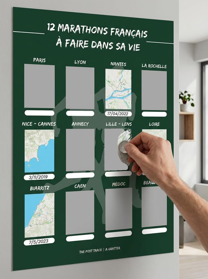The Post Trace - Carte à Gratter 12 Marathons Français à faire dans sa vie