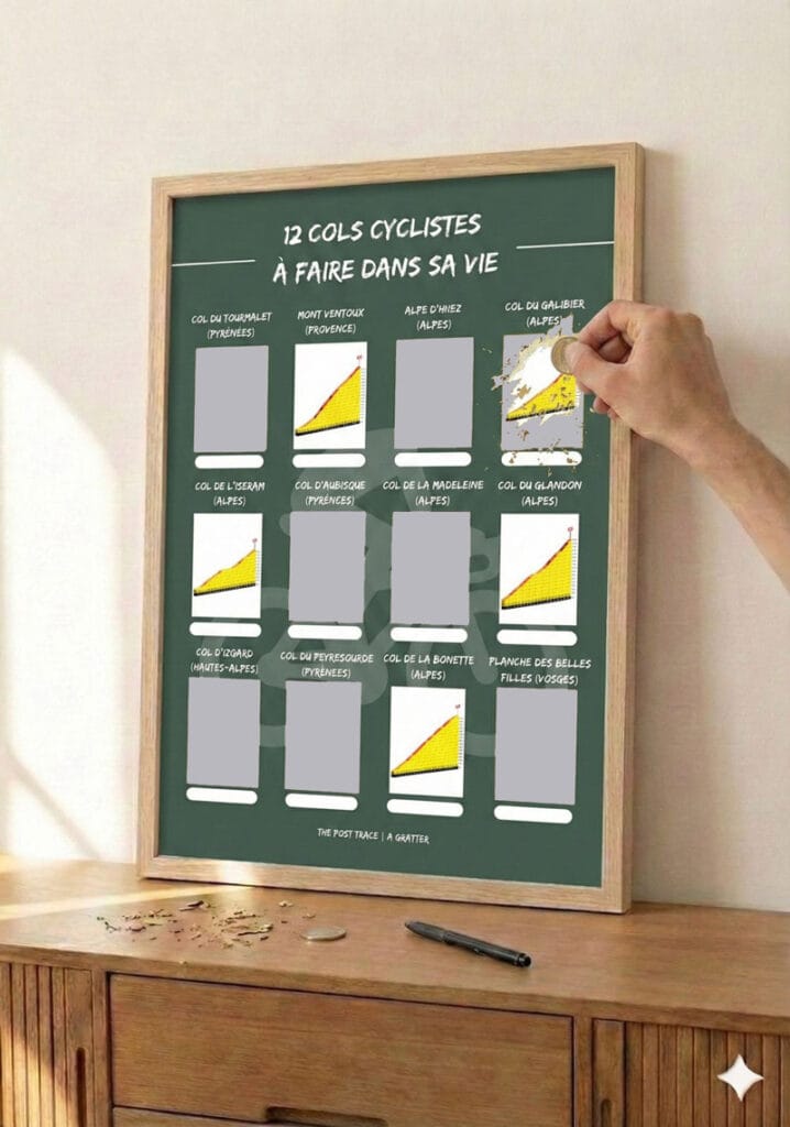 The Post Trace - Carte à Gratter Profils des 12 Cols cyclistes à faire dans sa vie