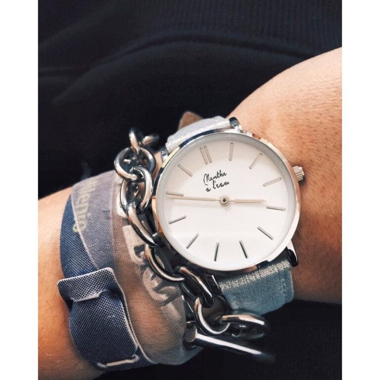 Menthe à l'eau - Montre Femme La Véritable bracelet cuir argenté fond blanc chromée – Gris