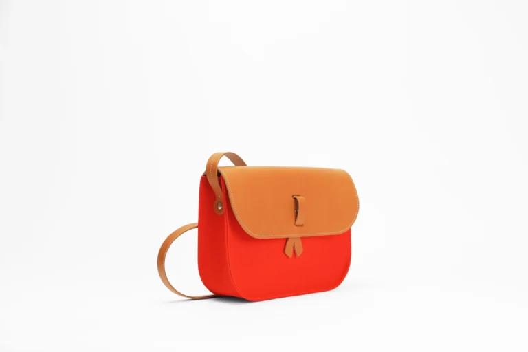 Monébari - Sac à bandoulière en toile et cuir -Le 27- orange