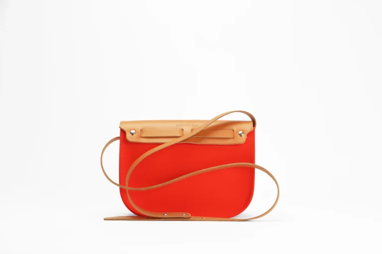 Monébari - Sac à bandoulière en toile et cuir -Le 27- orange