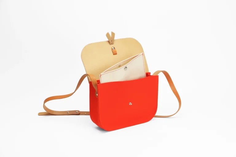 Monébari - Sac à bandoulière en toile et cuir -Le 27- orange