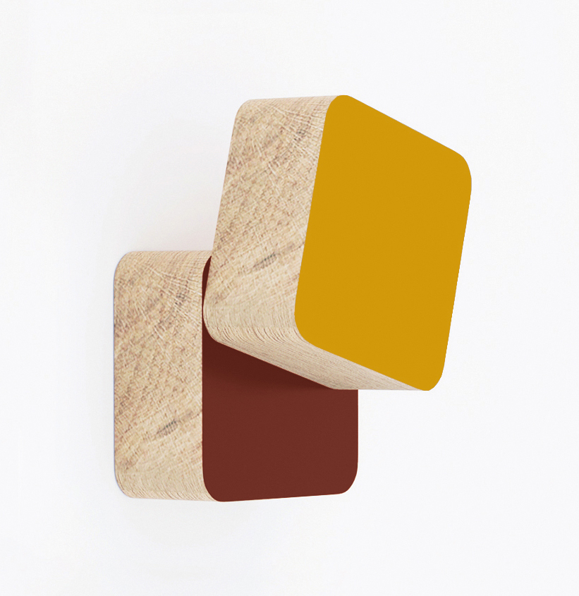 patere design decarree en bois massif francais Drugeot.com - Patère DÉCARRÉ – vert-sauge-lichen-dore