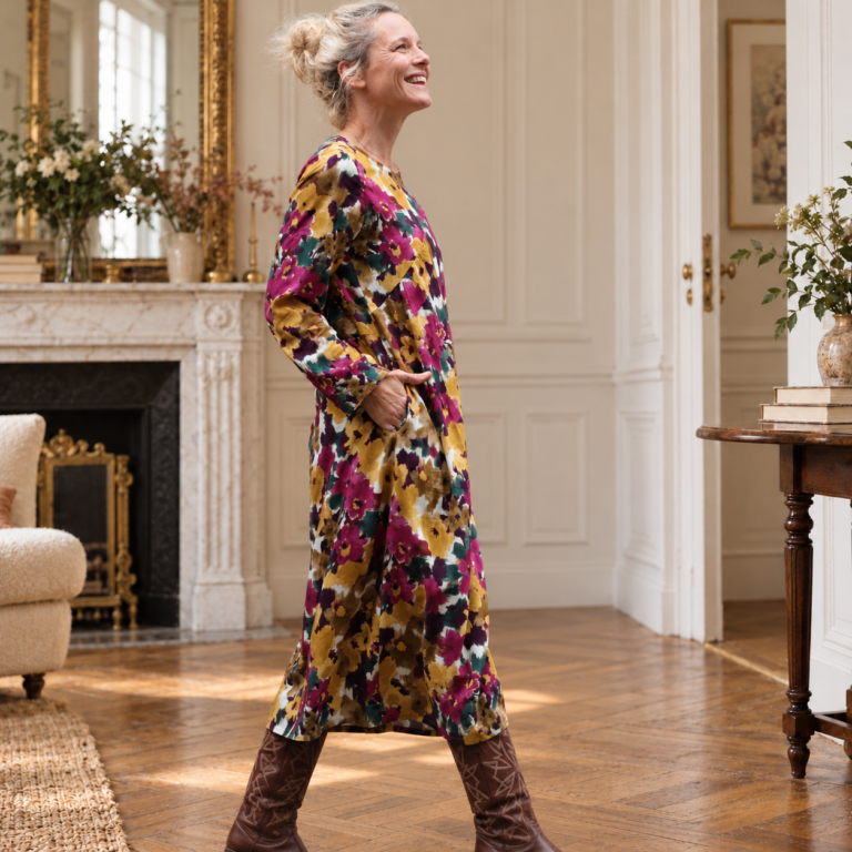 perrine brume grenat paris 01 Quintessence - Robe Perrine — Viscose imprimée Brume de grenat – XXL