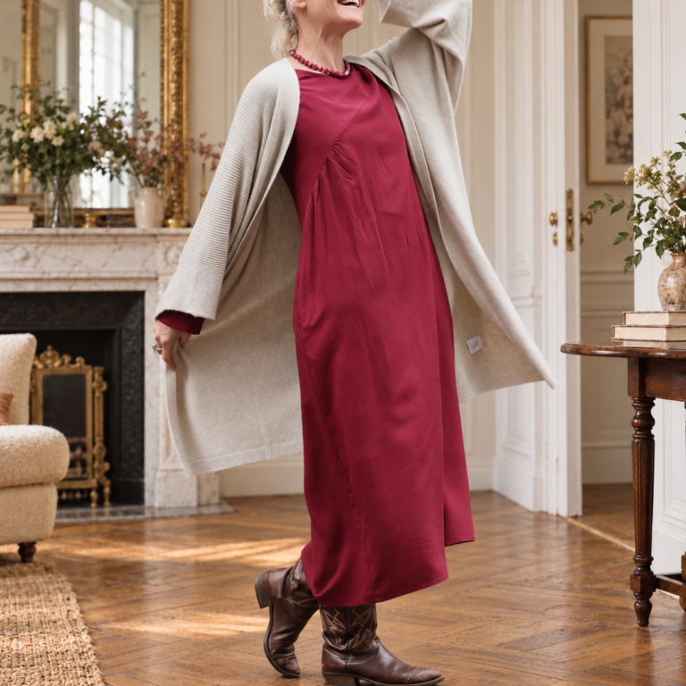 Quintessence - Robe Perrine — Viscose et lin lie de vin – XXL