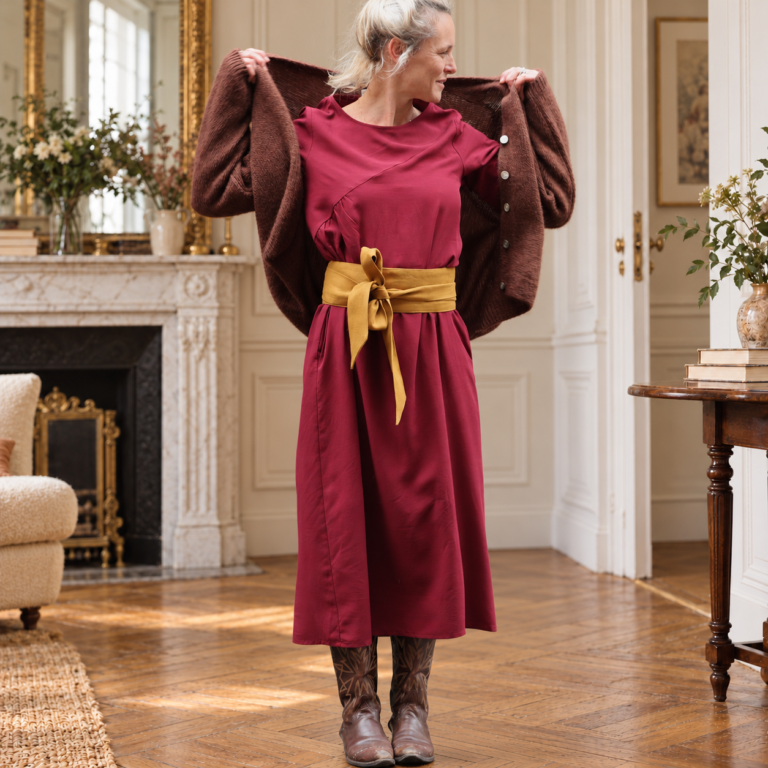 Quintessence - Robe Perrine — Viscose et lin lie de vin – XXL