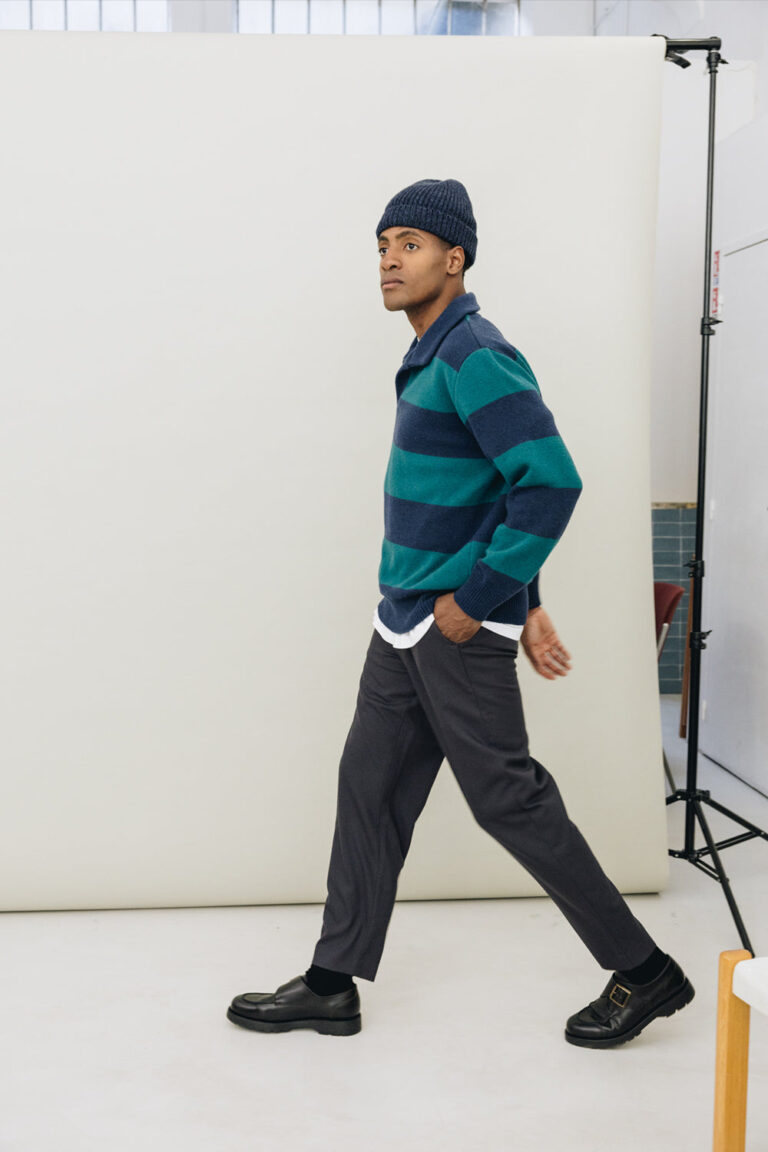 100% Laine Mérinos - Polo FUJI Green Stripes – XXL
