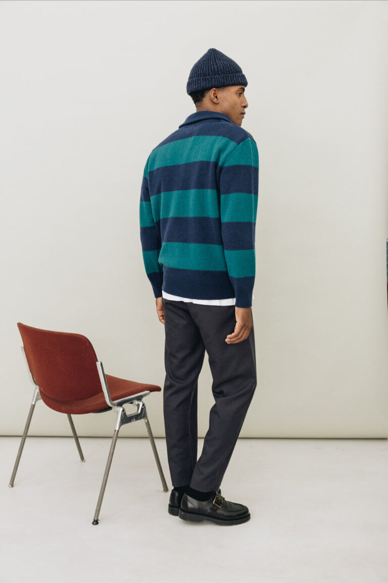 100% Laine Mérinos - Polo FUJI Green Stripes – XXL