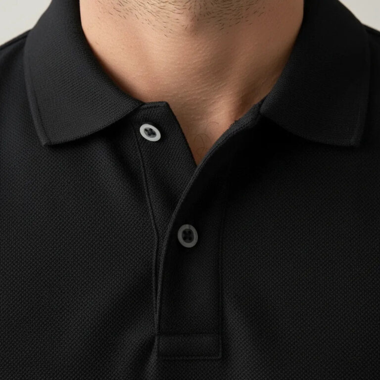 PALÂBA - Polo noir homme maille piquée – XL