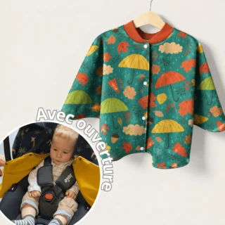 Poncho avec ouverture spécial voiture approuvé par Sécurange – Autumn par la marque Les Mômes des Dômes Les Mômes des Dômes - Poncho avec ouverture spécial voiture approuvé par Sécurange – Autumn