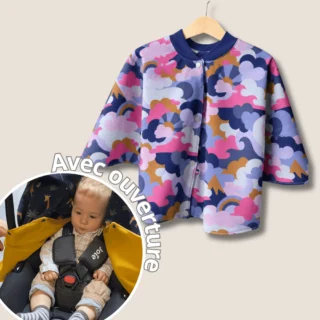 Poncho avec ouverture spécial voiture approuvé par Sécurange – Yoko par la marque Les Mômes des Dômes Les Mômes des Dômes - Poncho avec ouverture spécial voiture approuvé par Sécurange – Yoko