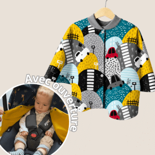Poncho avec ouverture spécial voiture approuvé par Sécurange – Simon par la marque Les Mômes des Dômes Les Mômes des Dômes - Poncho avec ouverture spécial voiture approuvé par Sécurange – Simon