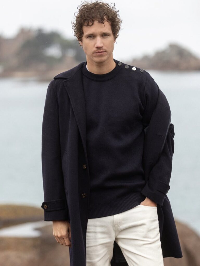 Baie des Caps - Pull marin laine coudières Homard & Crabe — Baie des Caps x Augustin – Bleu Marine / Ajusté / 3XL