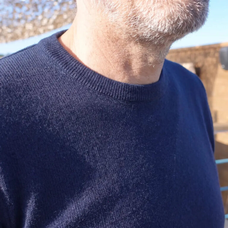 PALÂBA - Pull mérinos homme bleu marine à col rond – XL