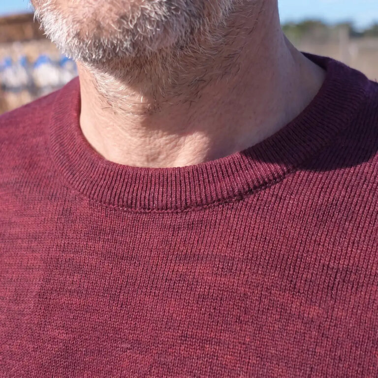 PALÂBA - Pull mérinos homme bordeaux à col rond – XL