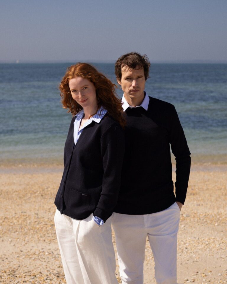Baie des Caps - Pull col rond 100% laine vierge Petit Hélice Baie des Caps – Marine / 2 (S)