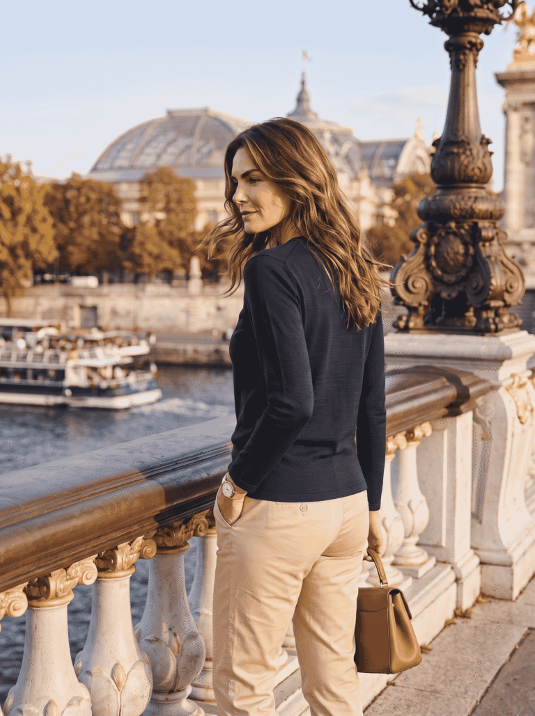 Baie des Caps - Pull col rond "Alizée" 100% laine mérinos – Marine / 2 (S)