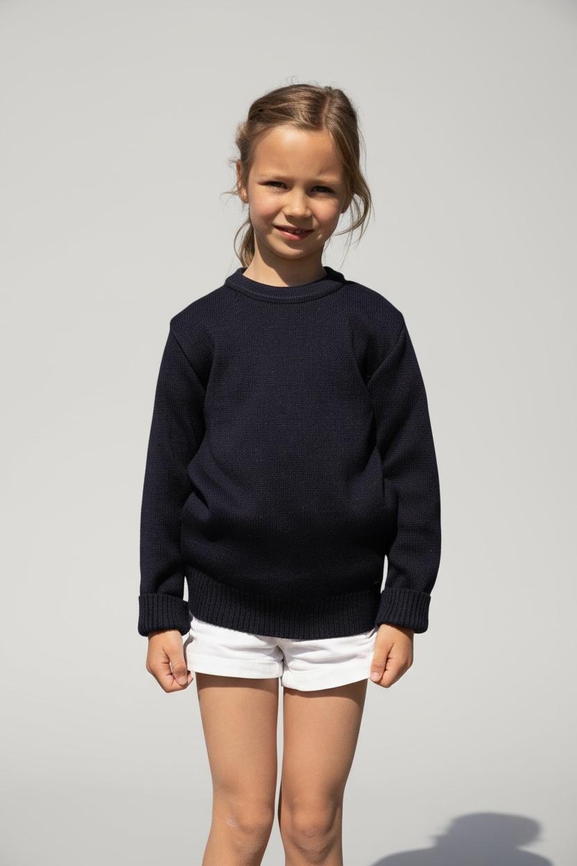 pull col rond faouet bleu marine 1976112 Baie des Caps - Pull col rond "Faouet" enfant – Camel / 14A