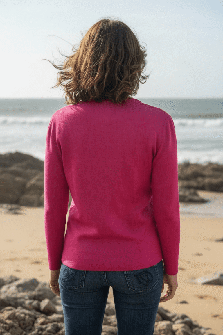 Baie des Caps - Pull col V "Caraibe" – Fuschia / 3XL