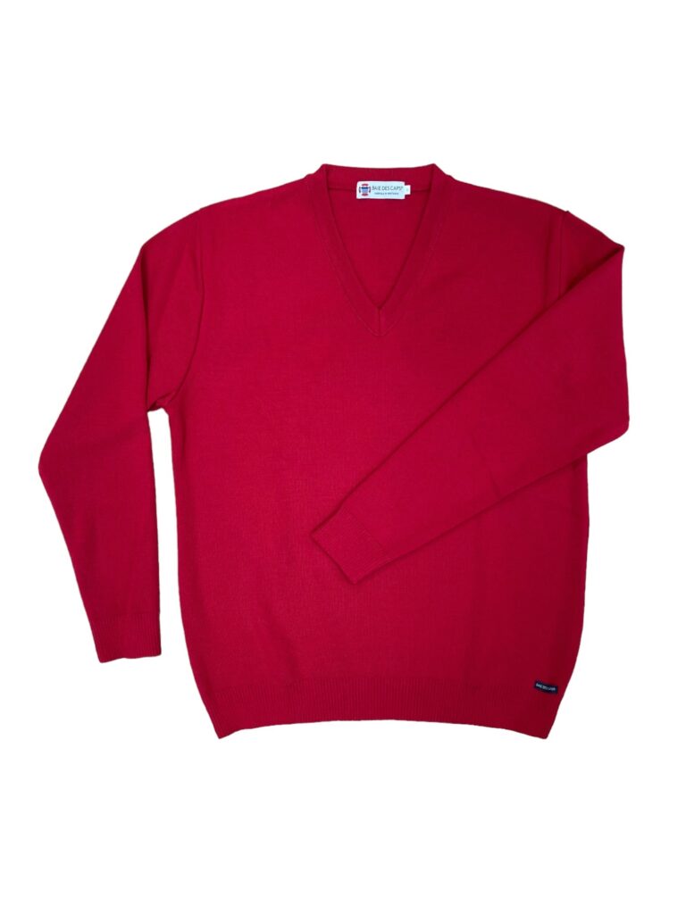 Baie des Caps - Pull col V "Helice" 50 % laine – Vert sapin / XL