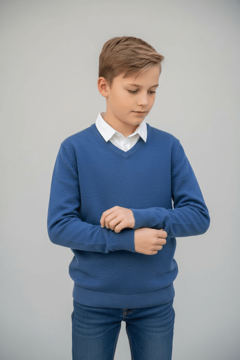 pull col v mael 50 coton bleu jean 2762039 Baie des Caps - Pull col V Mael 50% coton – Bleu Marine / 14A