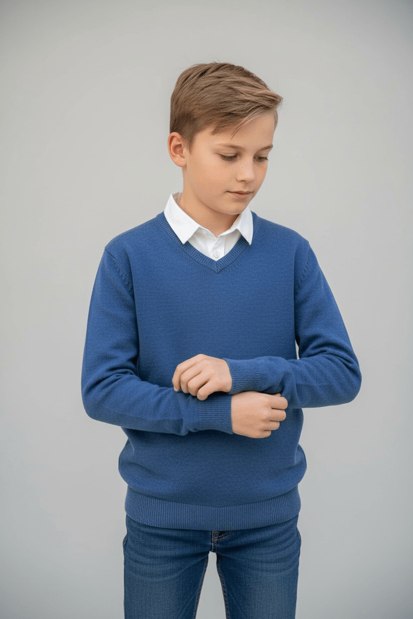pull col v mael 50 coton bleu jean 2762039 Baie des Caps - Pull col V Mael 50% coton – Bleu Marine / 14A