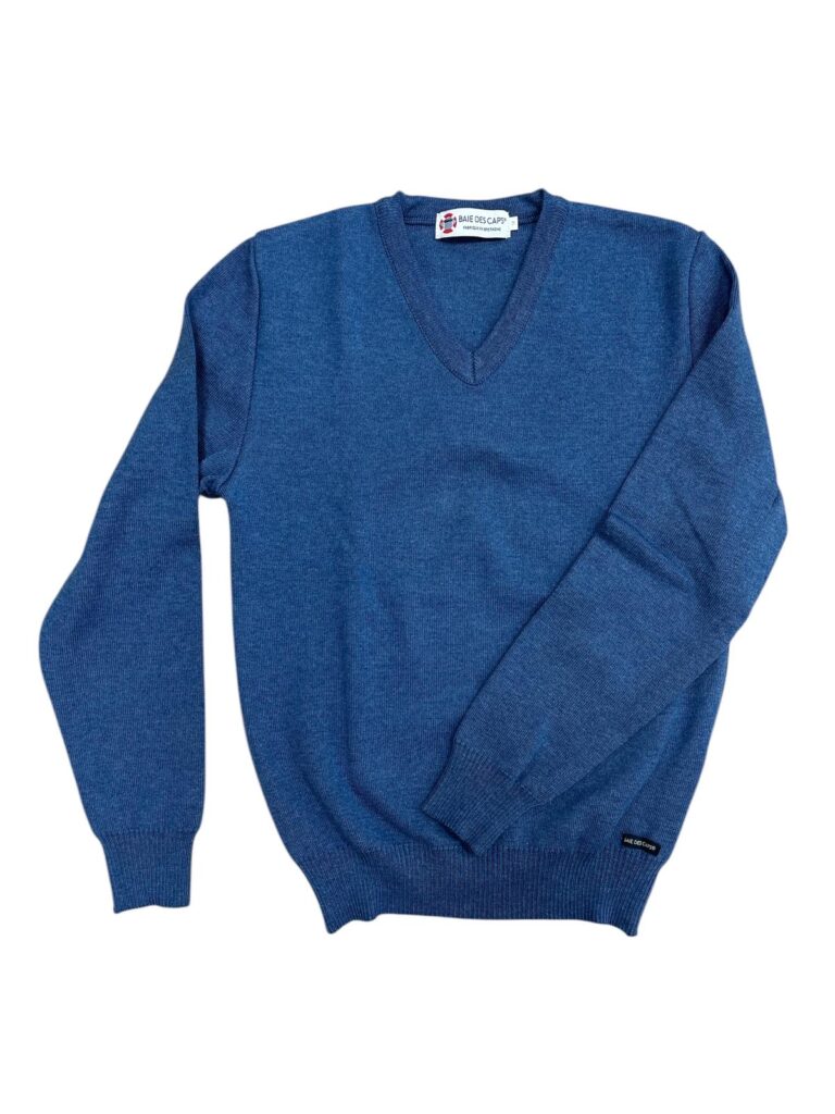 Baie des Caps - Pull col V Mael 50% coton – Bleu Marine / 14A