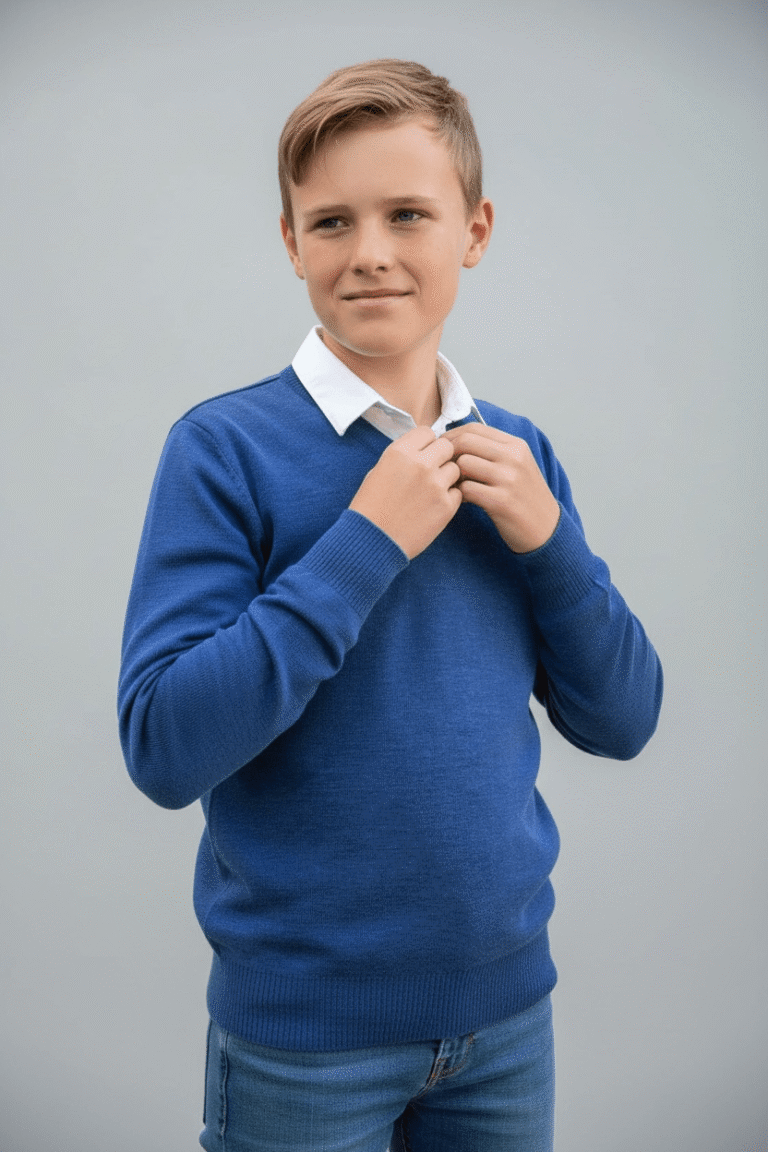Baie des Caps - Pull col V Mael 50% coton – Bleu Marine / 14A