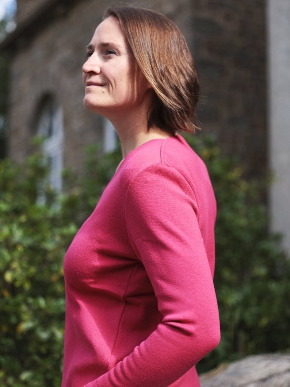 Baie des Caps - Pull col V "Marie Galante" 50% coton – Fuchsia / XXS