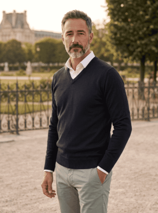 Baie des Caps - Pull col V « Petit Helice » laine mélangée
