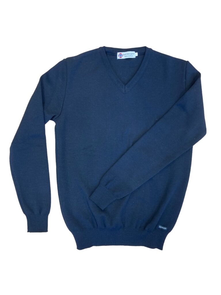 Baie des Caps - Pull col V "Petit Helice" laine mélangée – Ciel / 4 (L)