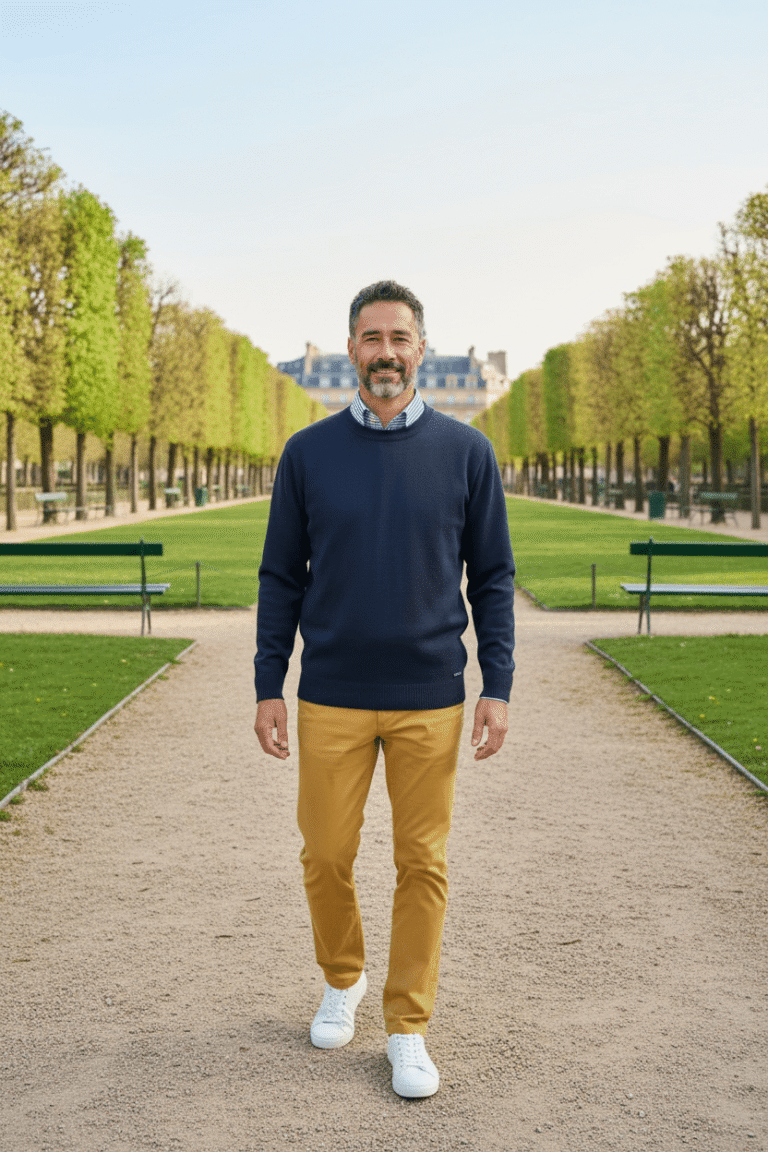 Baie des Caps - Pull homme col Rond "Hélice" coupe confort – Jaune / XXL