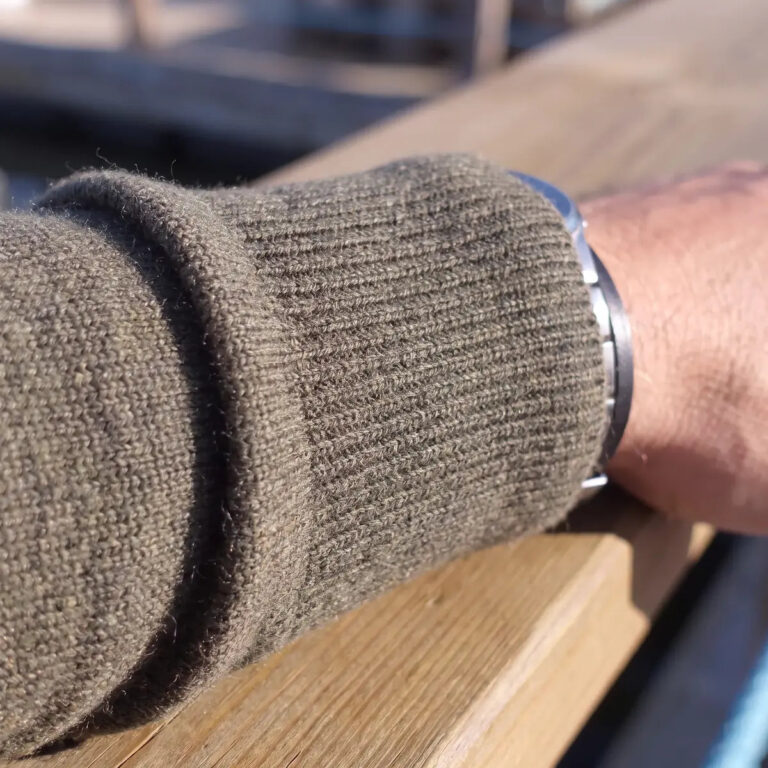 PALÂBA - Pull mérinos homme kaki à col rond – XL