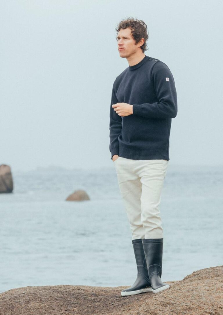 pull marin erquy 50 laine bleu marine 968308 Baie des Caps - Pull marin Erquy 50% laine mérinos — doux et facile d'entretien – Marine Rouge / 4XL