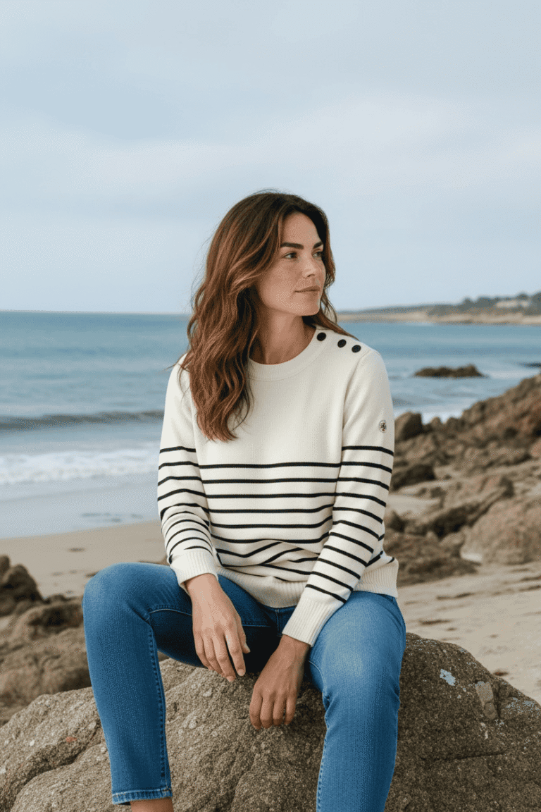 Baie des Caps - Pull marin Erquy 50% laine mérinos — Coupe ample femme – Vert vif / L