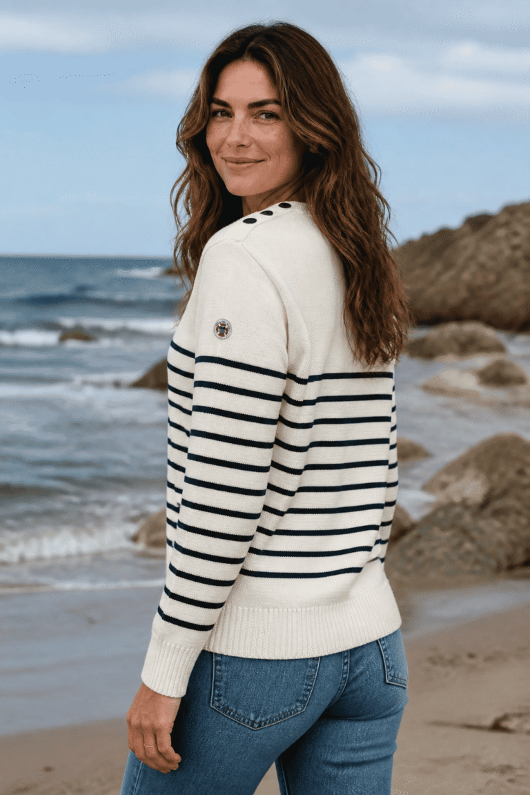 Baie des Caps - Pull marin Erquy 50% laine mérinos — Coupe ample femme – Vert vif / L