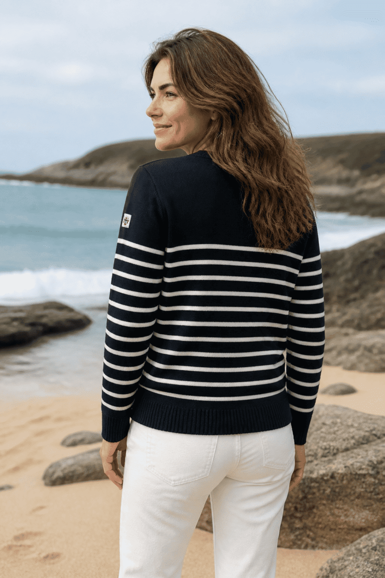 Baie des Caps - Pull marin Erquy 50% laine mérinos — Coupe ample femme – Vert vif / L