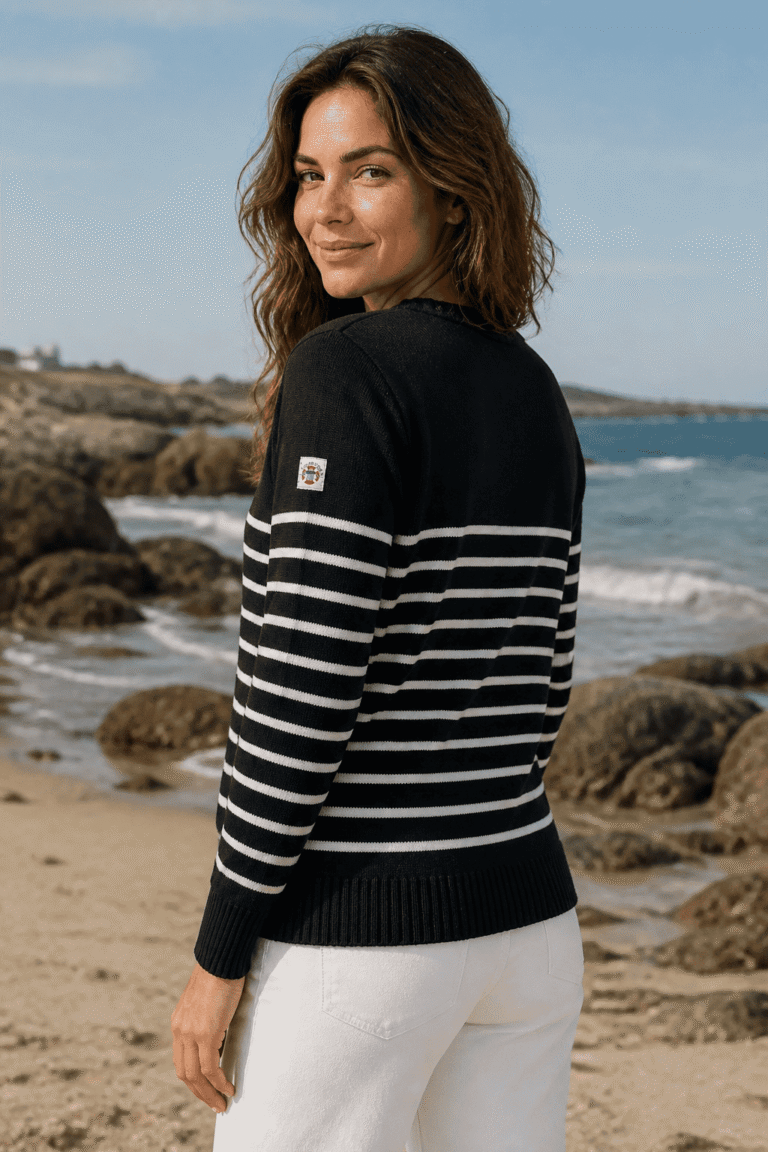 Baie des Caps - Pull marin Erquy 50% laine mérinos — Coupe ample femme – Vert vif / L