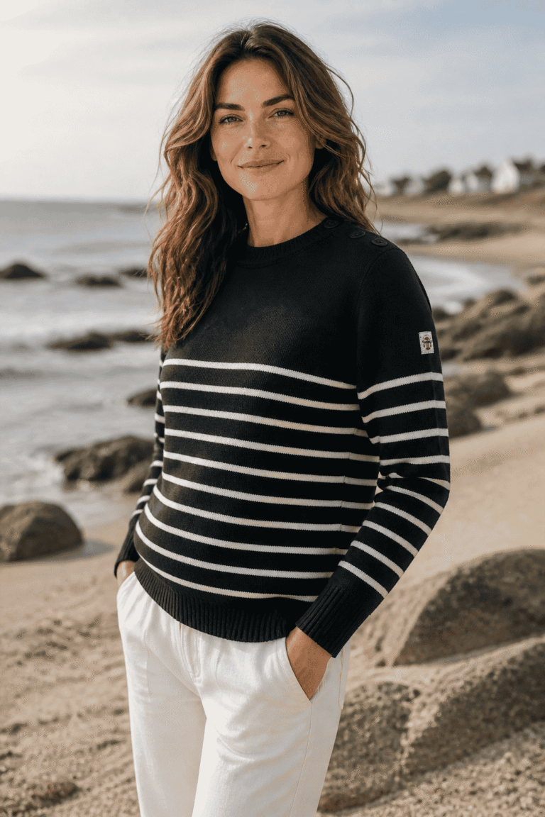 Baie des Caps - Pull marin Erquy 50% laine mérinos — Coupe ample femme – Vert vif / L
