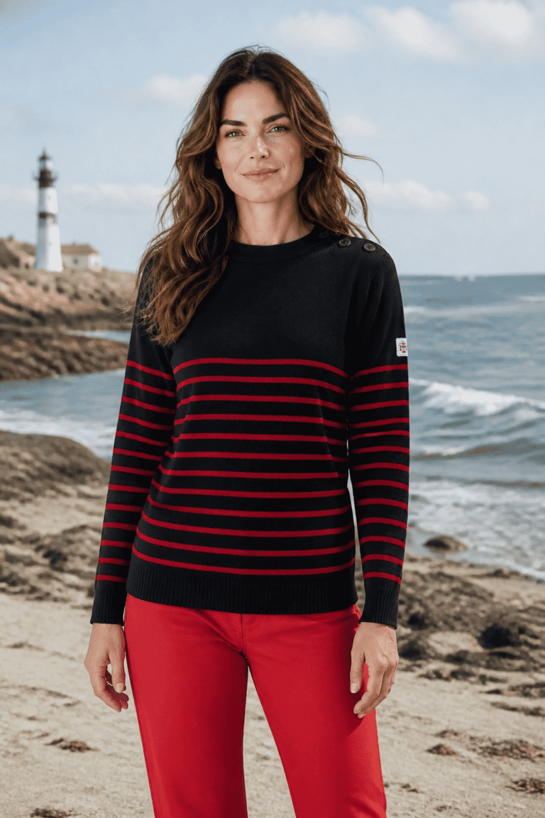 Baie des Caps - Pull marin Erquy 50% laine mérinos — Coupe ample femme – Vert vif / L