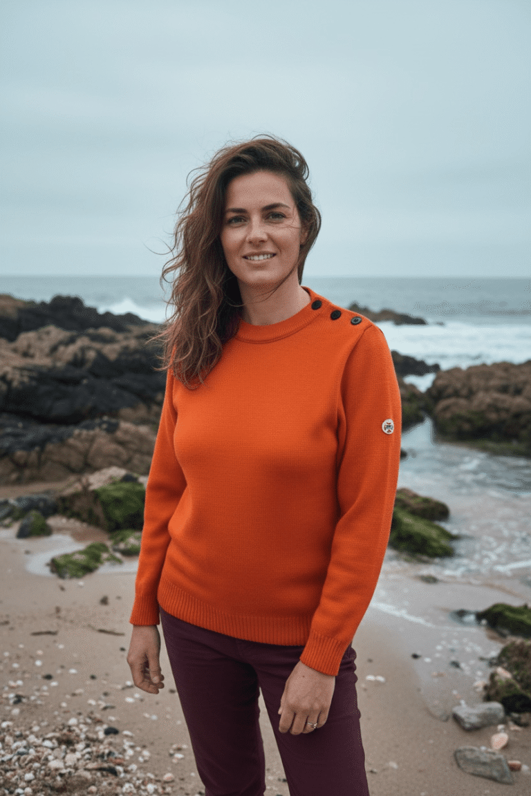 Baie des Caps - Pull marin Erquy laine vierge — Coupe ample femme – Kaki / S
